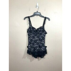 Womens Lace Corset Top L Black Whimsigoth Lingerie Goth Indie Sleaze Coquette